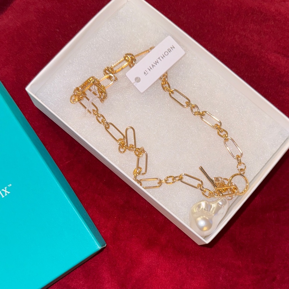 🆕 41 Hawthorn Pearl Link Pendant‎ Necklace Gold - Picture 4 of 4